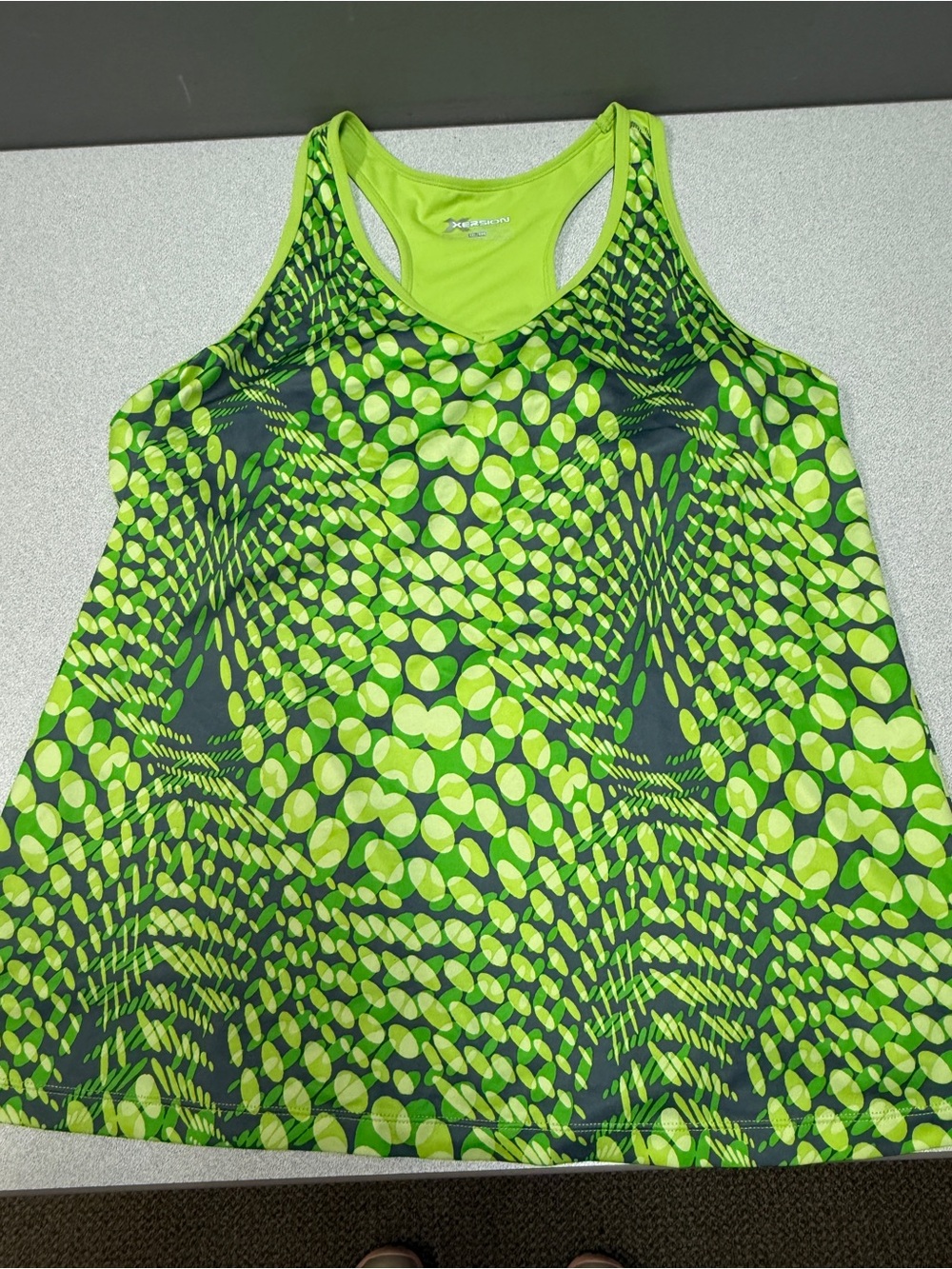 Xersion Neon Green Patterned Racerback Tank - Picture 3 of 13